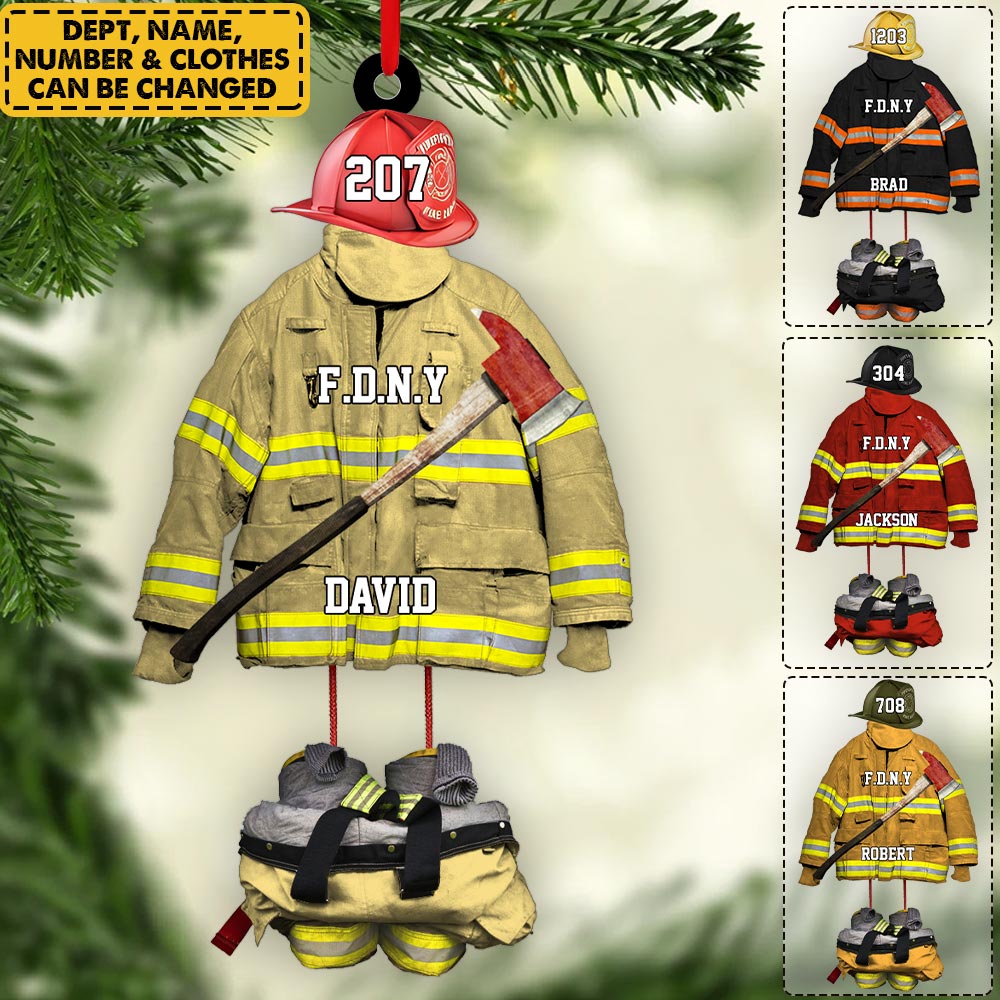 Custom Firefighter Uniform Hanging Personalized Ornament Gift For Firefighter Fireman