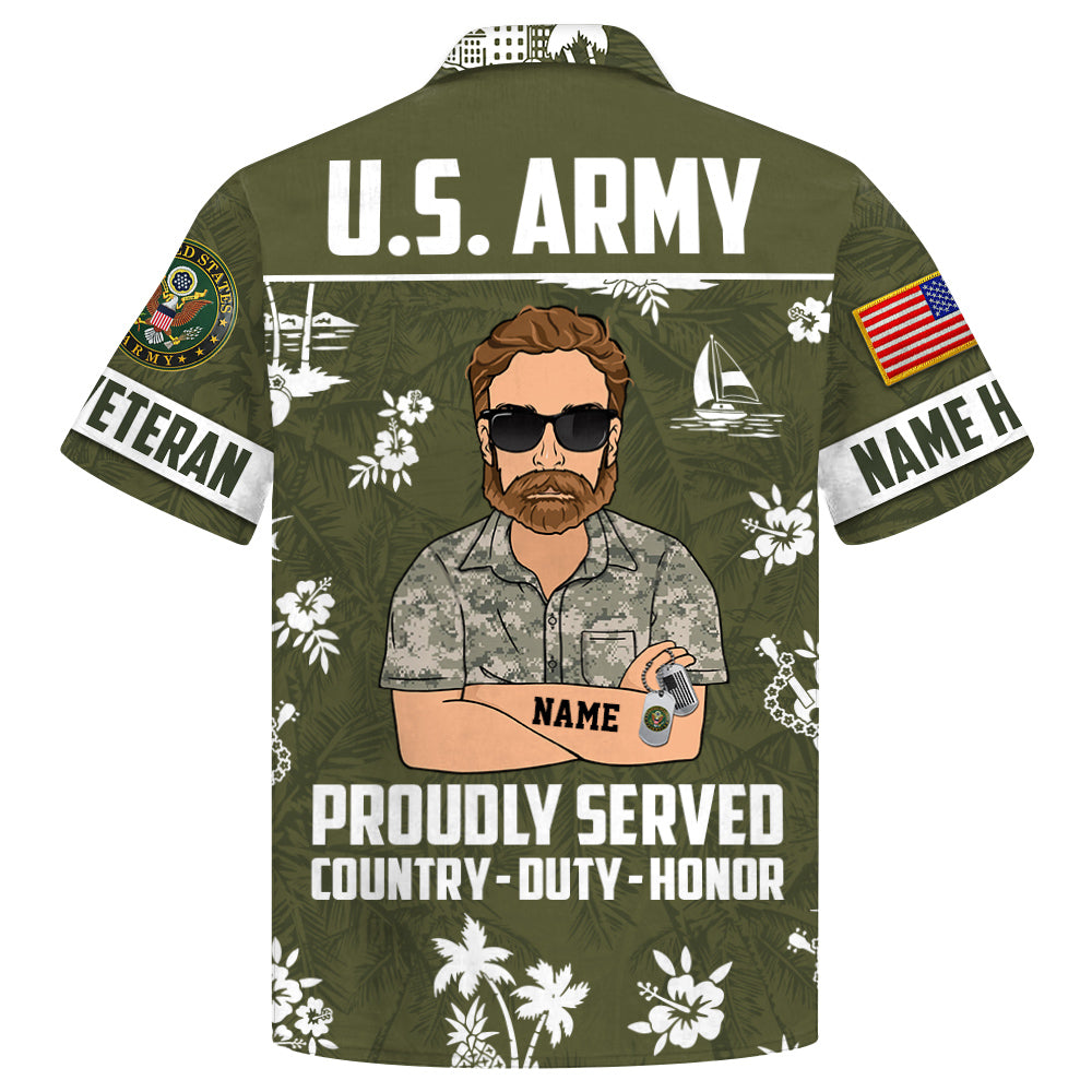 Proudly Served Country Duty Honor Personalized Hawaiian Shirt For Veteran H2511