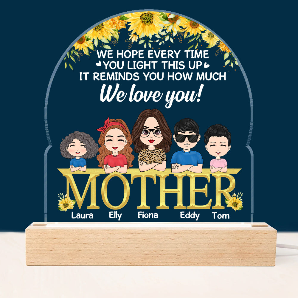 It Reminds You How Much We Love You - Personalized 3D LED Light Wooden Base Loving Gift For Mom Mother