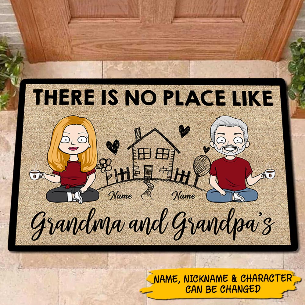 Persnalized Grandparents Home Doormat There Is No Place Like Grandma And Grandpa's Lovely House Doormat