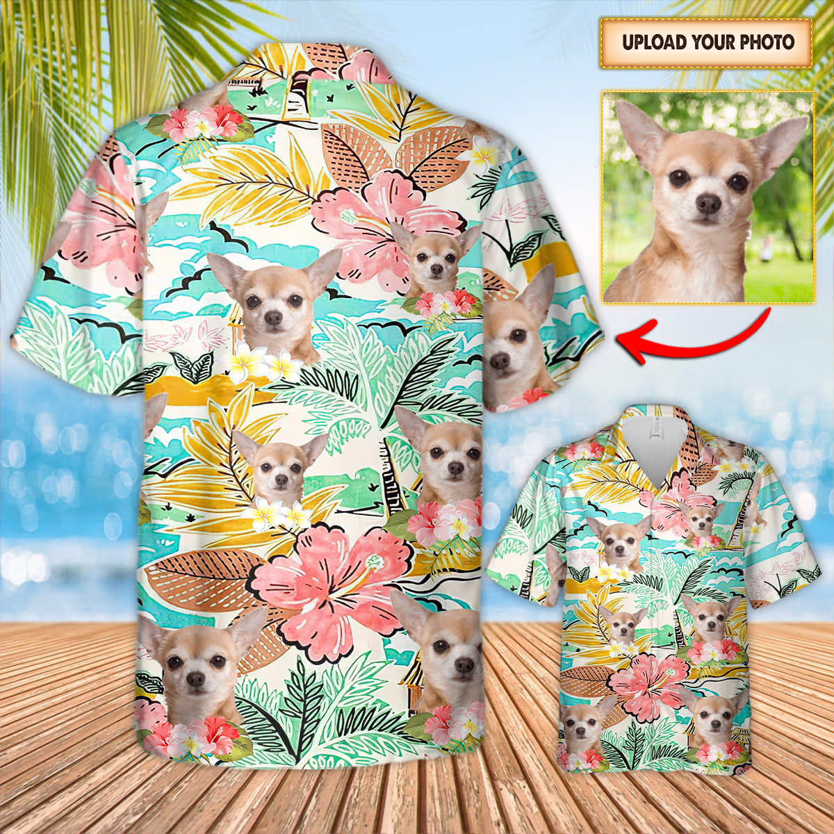 Chihuahuas Tropical Custom Photo Hawaiian Shirts For Chihuahua Lovers For Dog Lover
