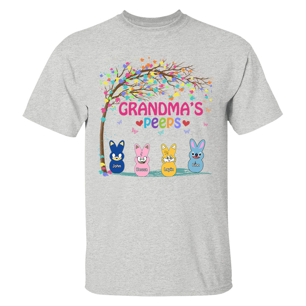 Nana's Favorite Peeps Easter Shirt, Personalized Grandchild Name T-shirt, Custom Funny Tee For Grandma, Cute Bunny Nana Mom Gift