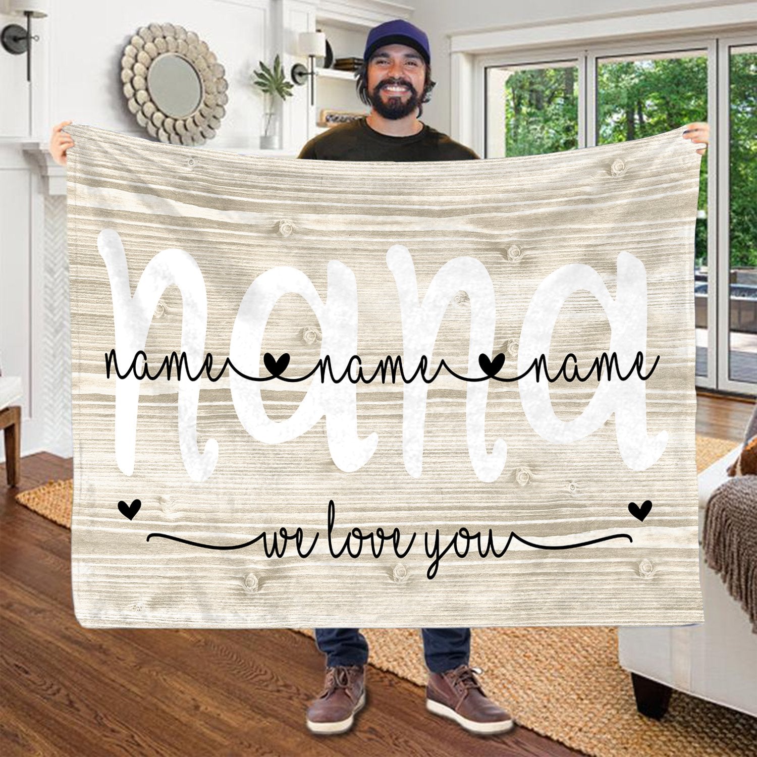 Personalized Nana With Grandkids Names Blanket Nana We Love You Blanket Gift For Grandma Mimi Nana.