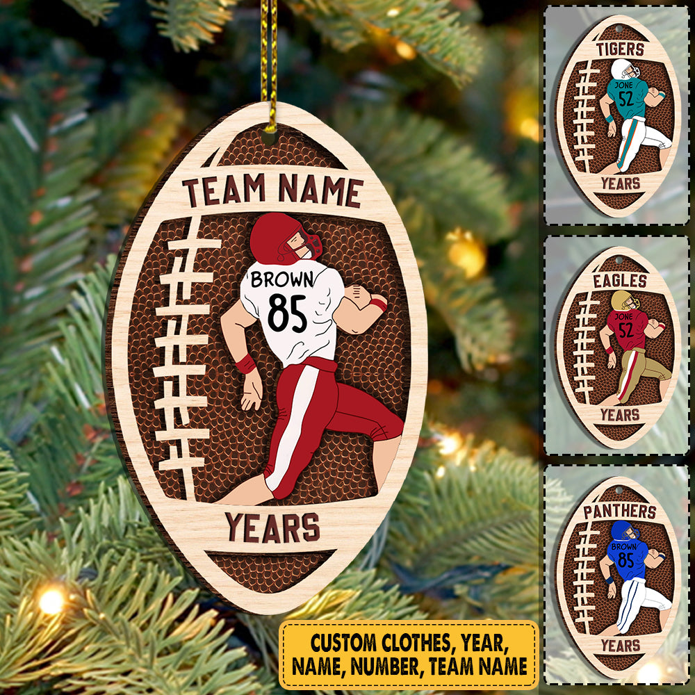Custom Football With Name And Number Ornament - Personalized Ornament Gift For Football Player Football Lovers K1702
