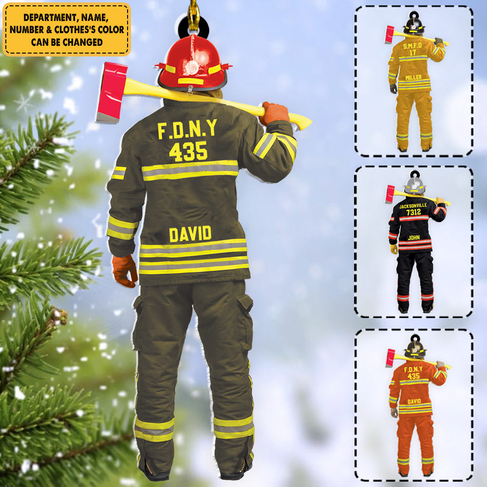 Department Name Personalized Ornament Gift For Firefighter Fireman