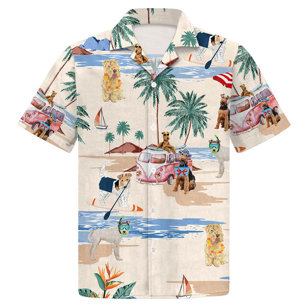 Soft-Coated Wheaten Terrier Summer Beach Hawaiian Shirt, Hawaiian Shirts for Men Short Sleeve Aloha Beach Shirt