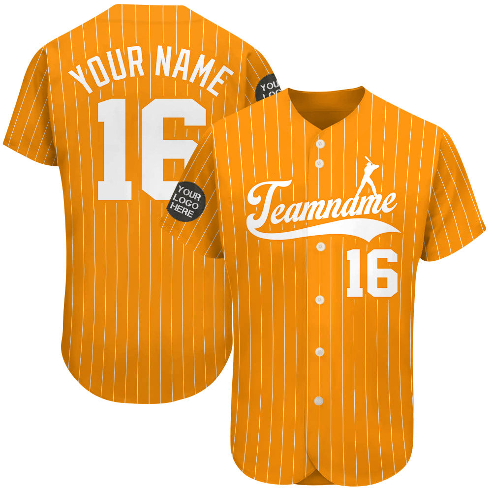 Custom Logo Name Number Orange Pinstripe Baseball Jersey