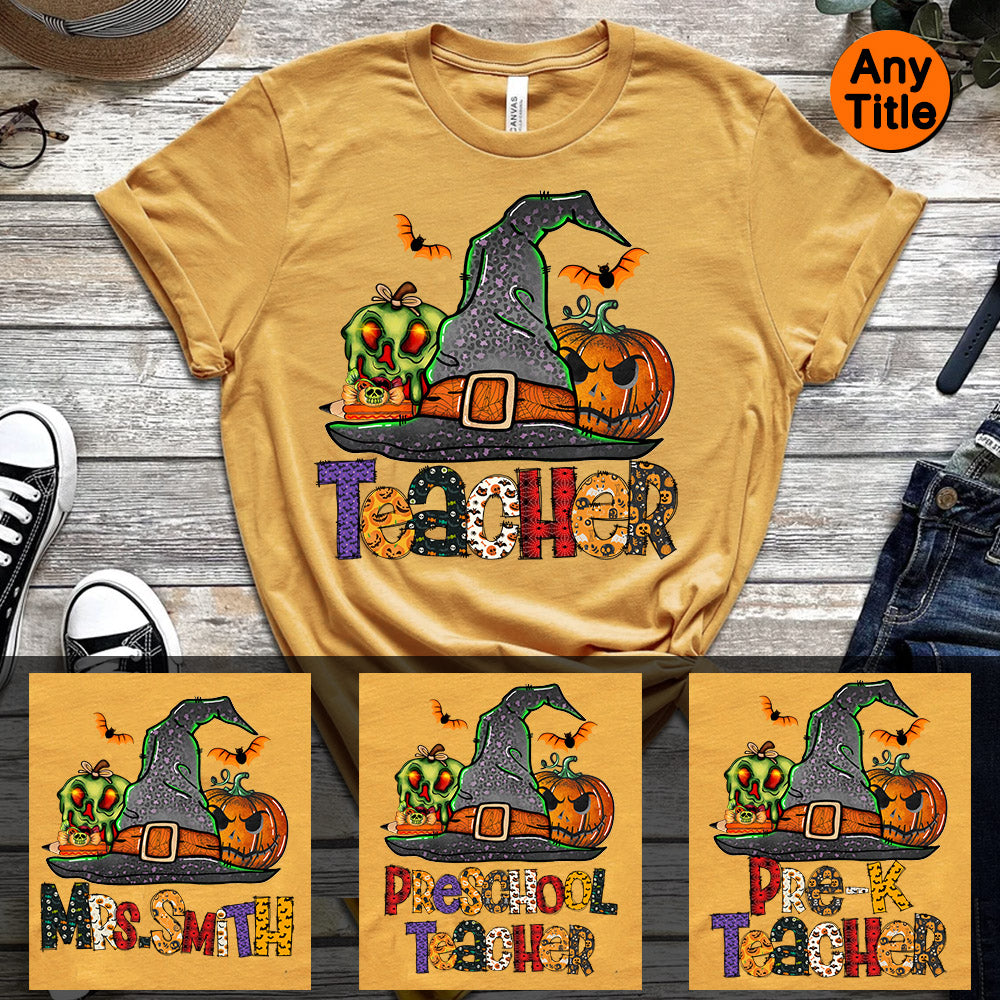 Personalized Shirt Teacher Witch Hat Halloween Shirt For Teacher H2511 H199