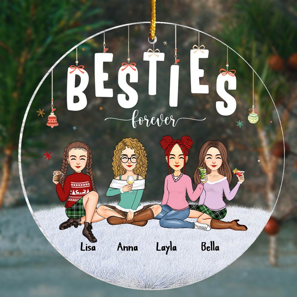Besties - Besties Forever - Personalized Circle Ornament