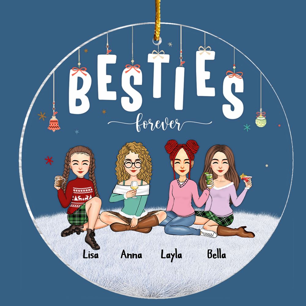 Besties - Besties Forever - Personalized Circle Ornament