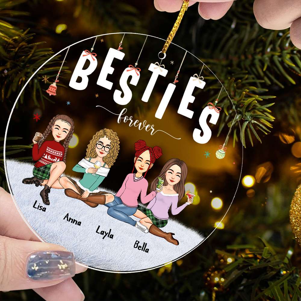 Besties - Besties Forever - Personalized Circle Ornament
