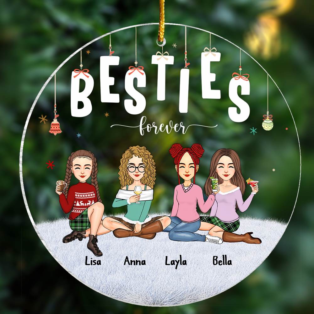 Besties - Besties Forever - Personalized Circle Ornament