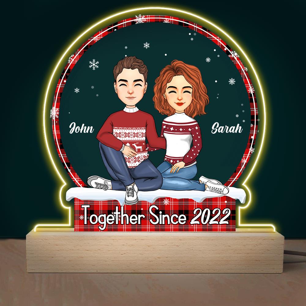 Together Since Year Personalized Shaped 3D LED Light Gift For Couple
