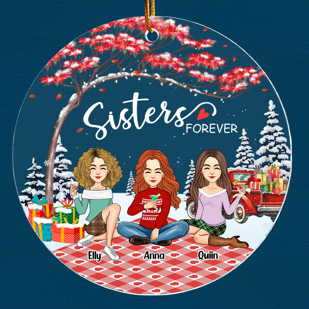 Sisters forever Personalized Besties Forever Christmas Acrylic Ornament
