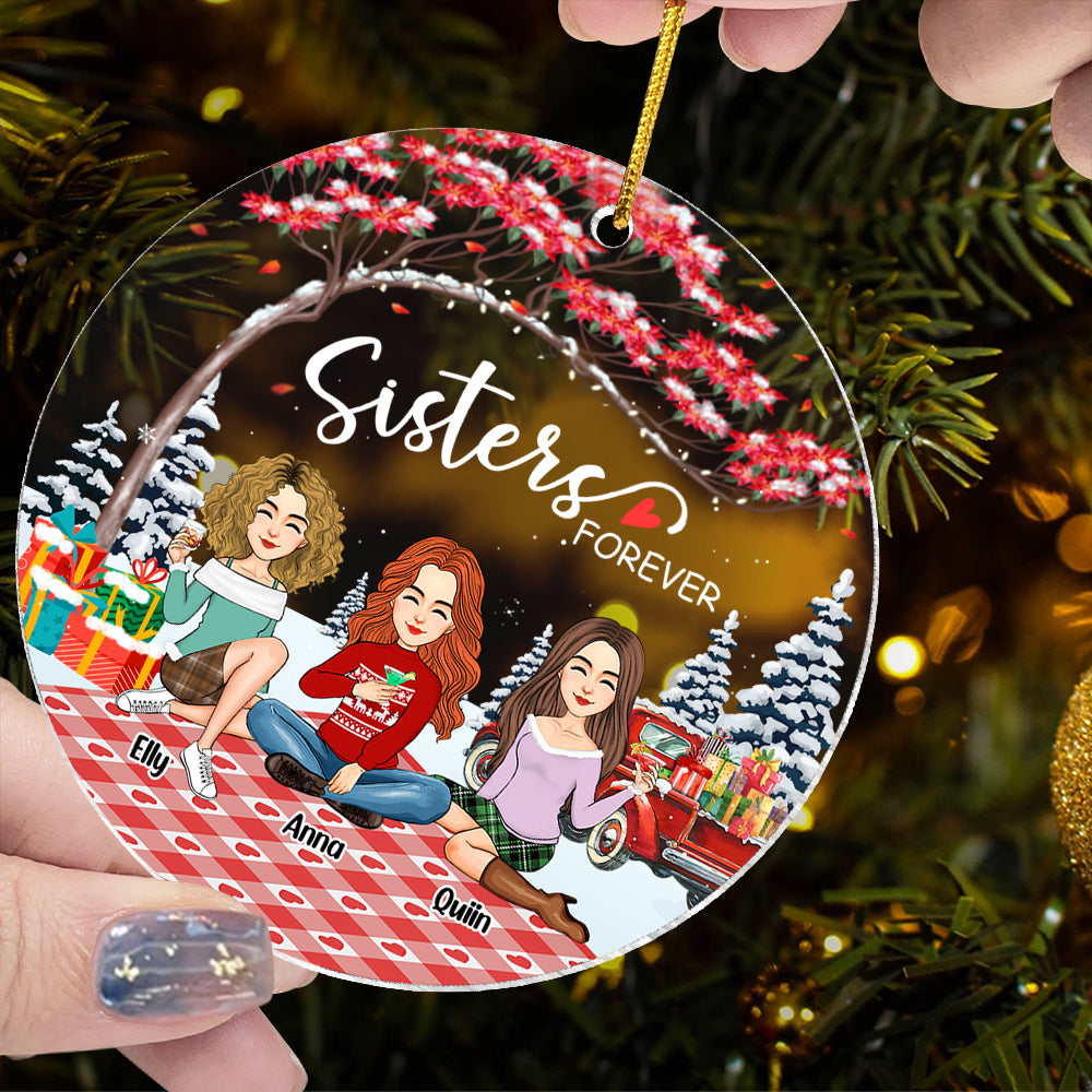 Sisters forever Personalized Besties Forever Christmas Acrylic Ornament