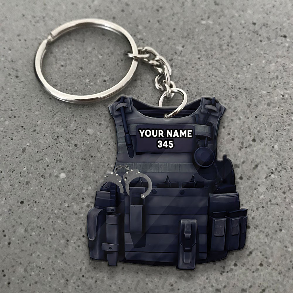 Personalized Keychain Gift For Police - Custom Gifts For Police Officer - Armor Acrylic Keychain For Policeman