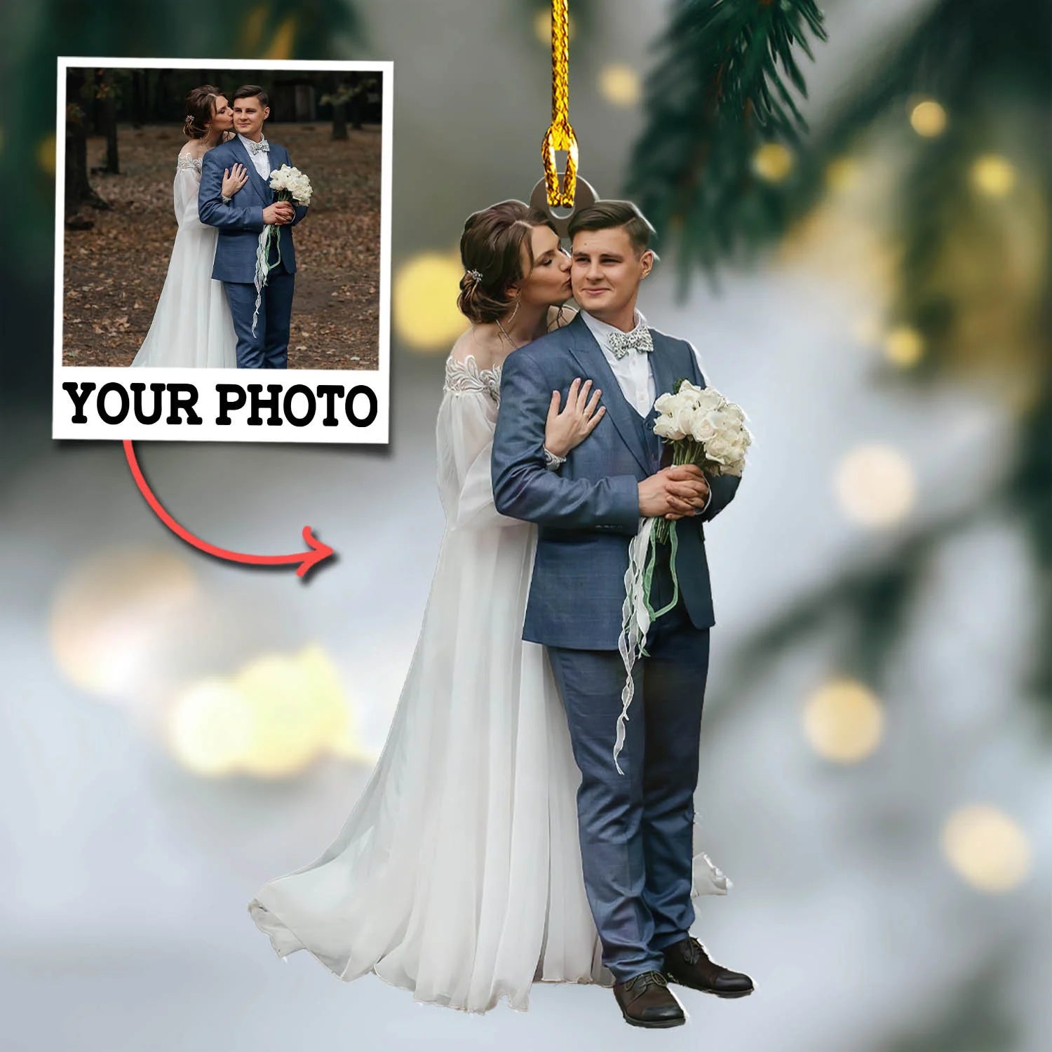 Custom Photo Wedding Ornament Gift For Wife - Personalized Photo Ornament Gift For Couples - Ornament Wedding Gifts For Couples