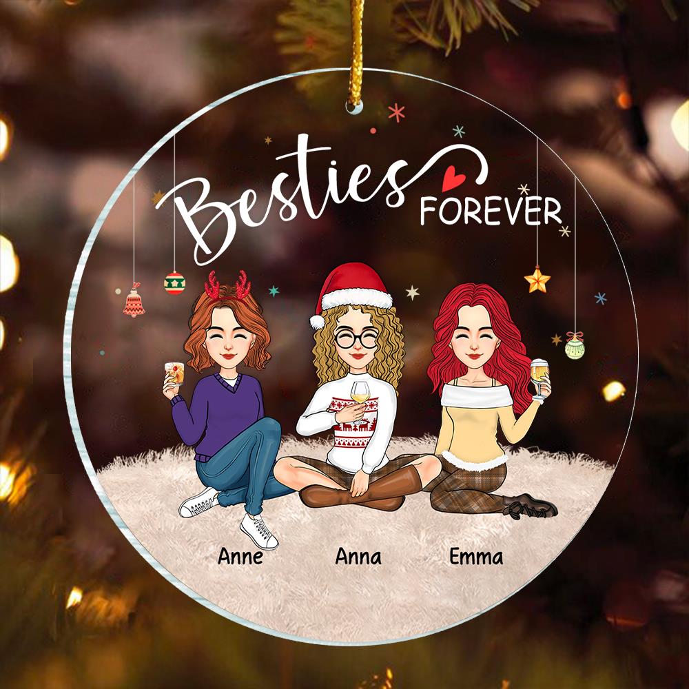 Besties Forever - Personalized Custom Ornament - Acrylic Custom Shaped - Christmas Gift For Best Friends, BFF, Sisters