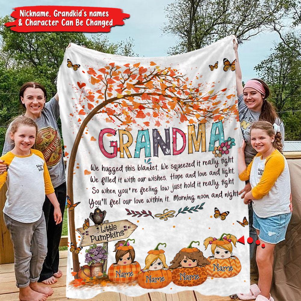 We Filled It With Our Love And Wishes Pumpkins Truck Autumn Custom Blanket Gift For Grandma