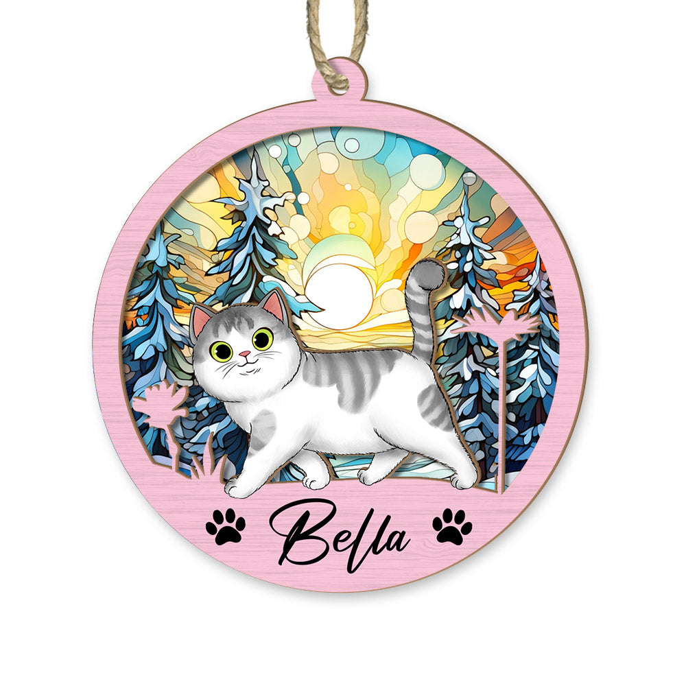 Cat Suncatcher Personalized Ornament, Pet Christmas Ornament, Cat Ornament