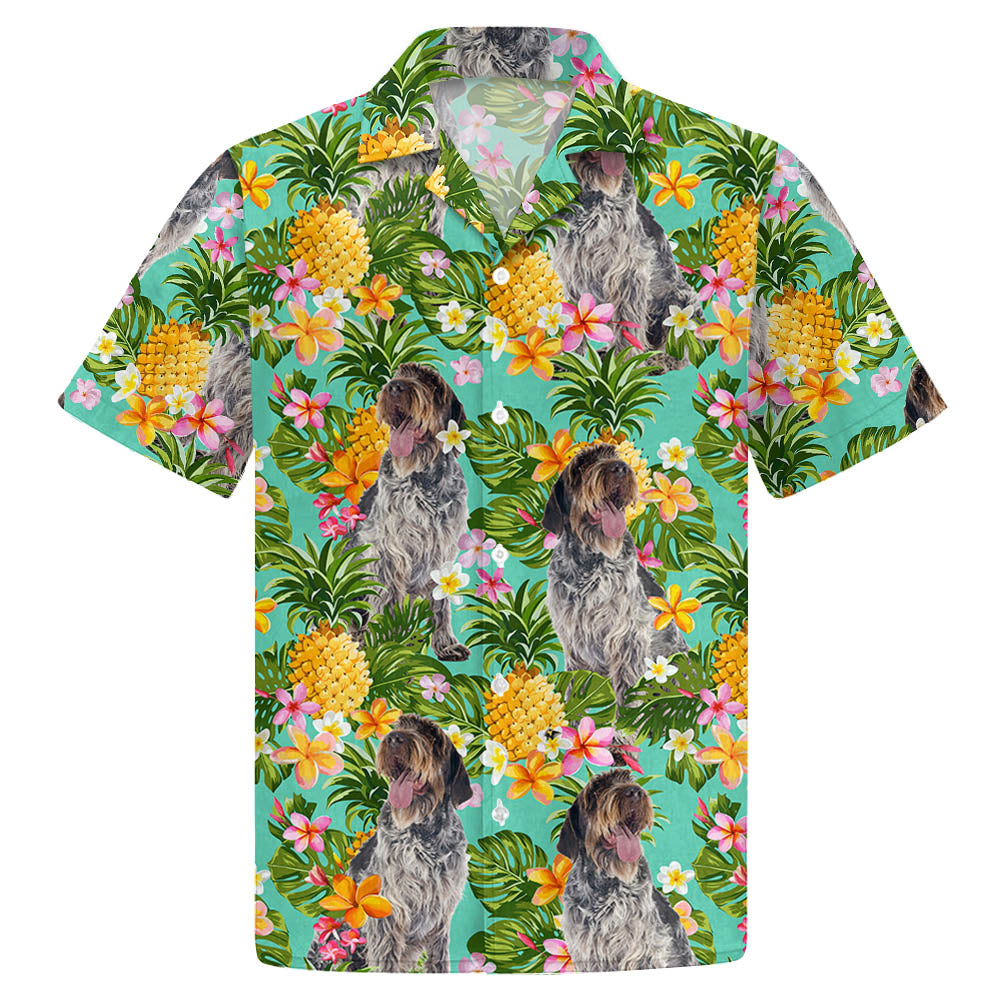 Tropical Pineapple Wirehaired Pointing Griffon Hawaii Shirt, Summer Hawaiian Shirts for Men