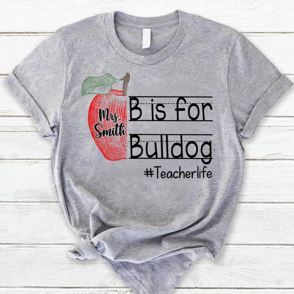 Personalized School Mascot Custom Apple Name Teacher T-Shirt K1702