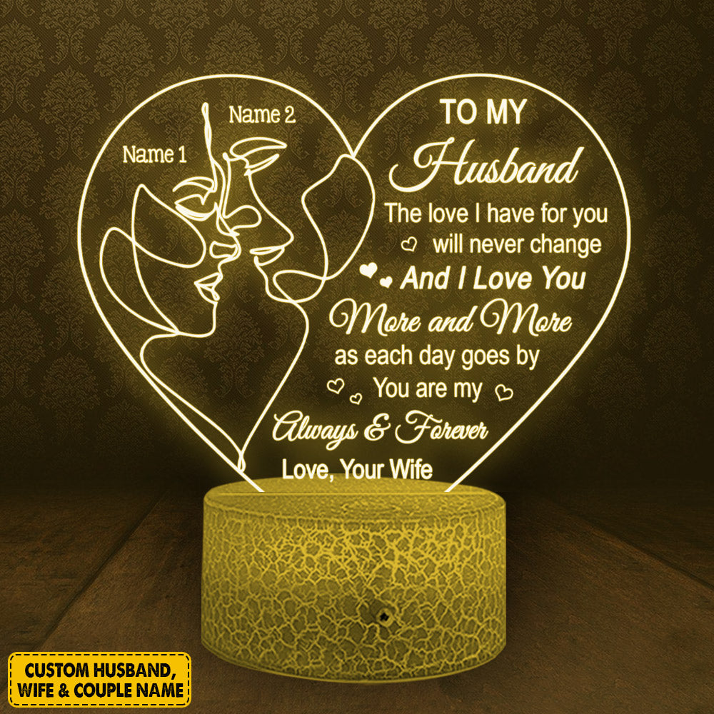 Personalized Night Light Gift For Husband - Custom Gifts For Him - To My Husband I Love You More And More Night Light