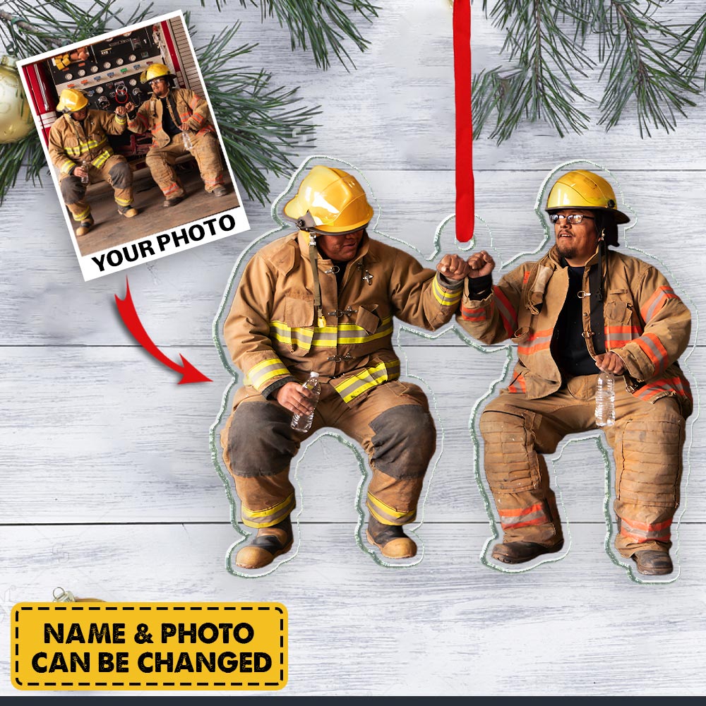 Custom Firefighter Photo Ornament Gift For Firefighter Fireman