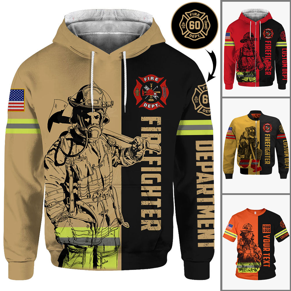 Custom Shirt Firefighter Custom Name Clipart Number Fireman All Over Print Shirt K1702