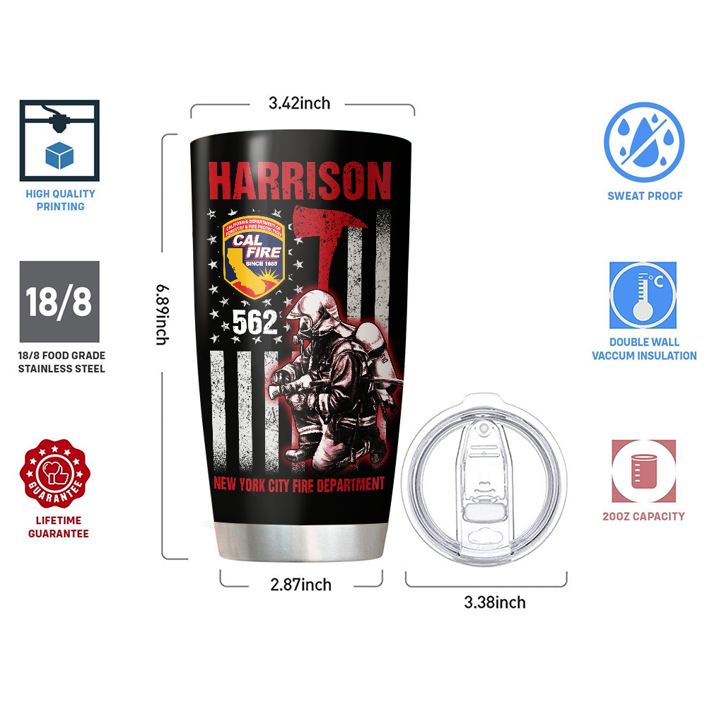 Personalized Tumbler Gift For Firefighter Thin Red Line Firefighter K1702