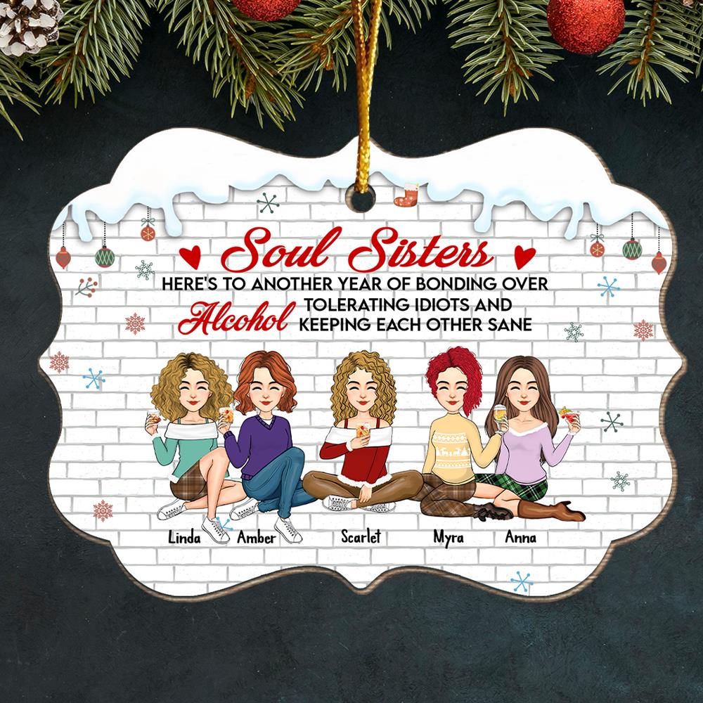 Here's To Another Year Of Bonding Over Alcohol Personalized Wood Ornament