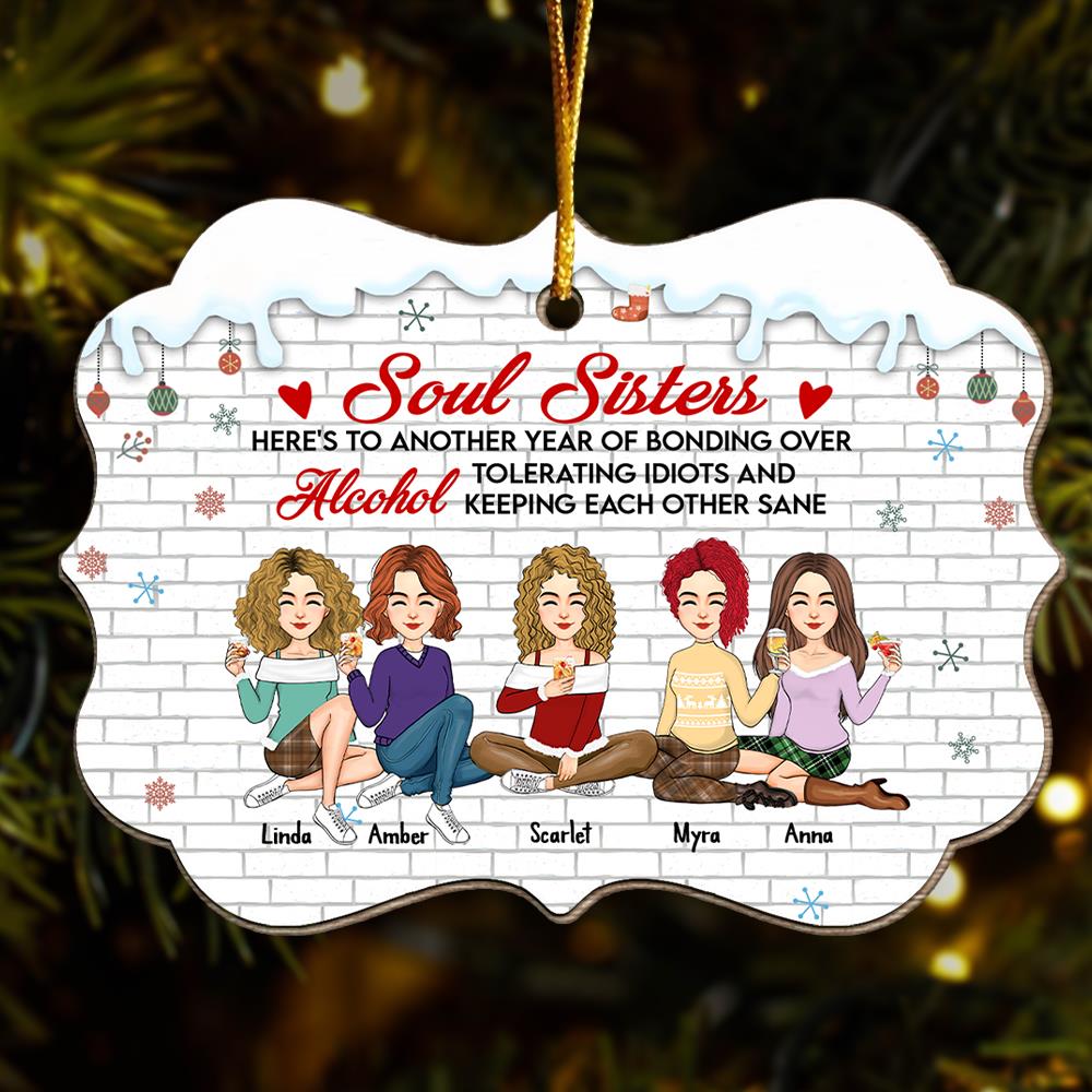 Here's To Another Year Of Bonding Over Alcohol Personalized Wood Ornament