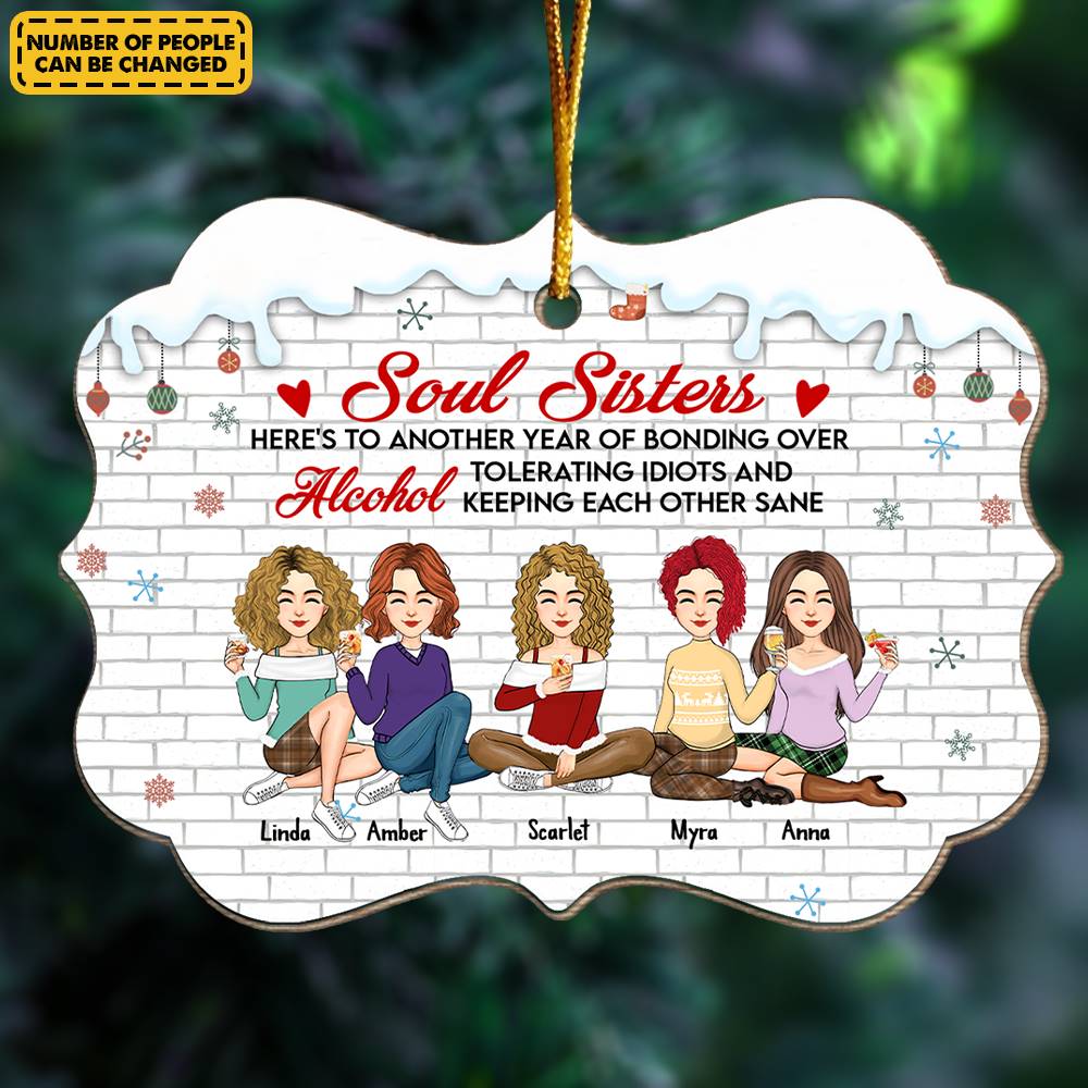Here's To Another Year Of Bonding Over Alcohol Personalized Wood Ornament