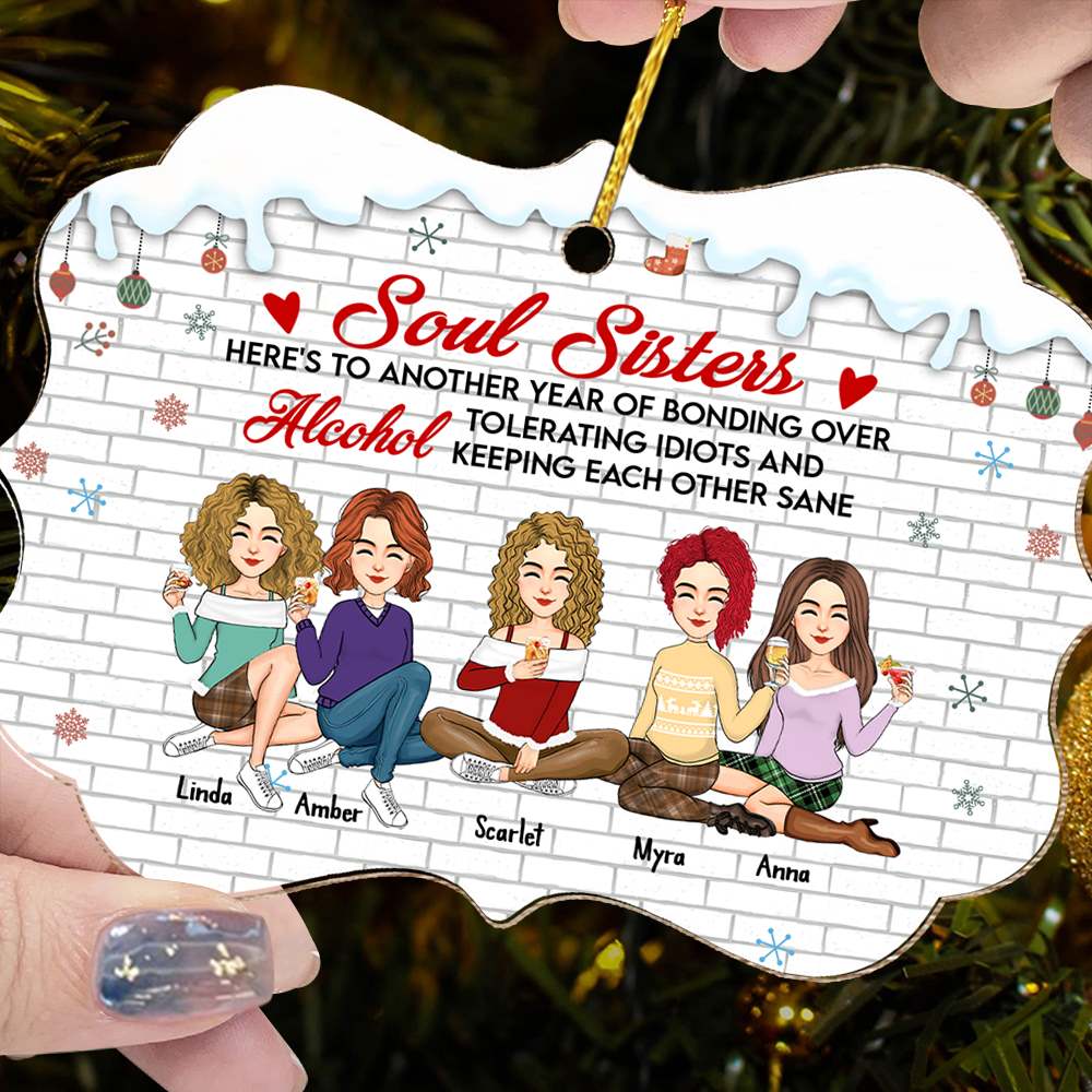 Here's To Another Year Of Bonding Over Alcohol Personalized Wood Ornament