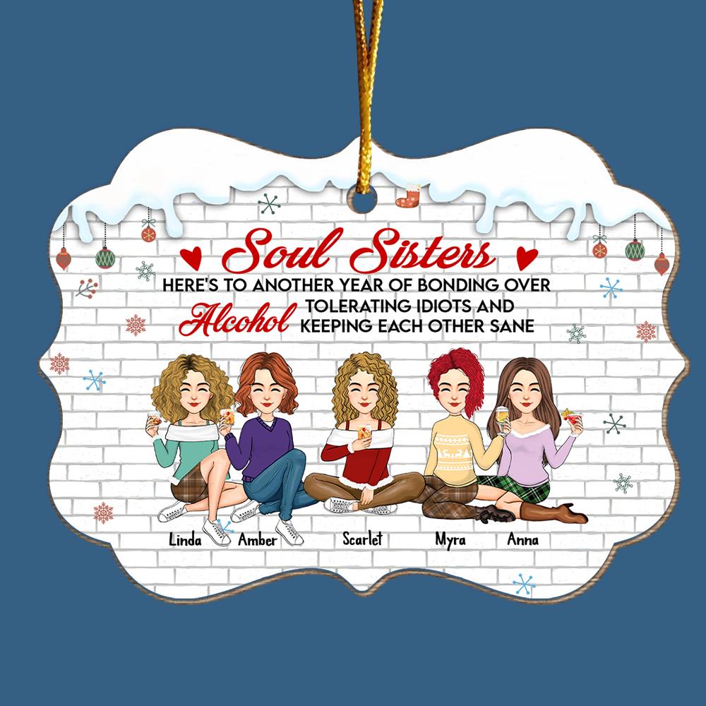 Here's To Another Year Of Bonding Over Alcohol Personalized Wood Ornament
