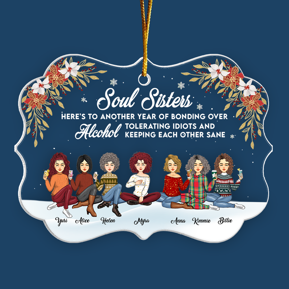 Friendship Soul Sisters Personalized Acrylic Ornament Christmas Gift For Besties BFF