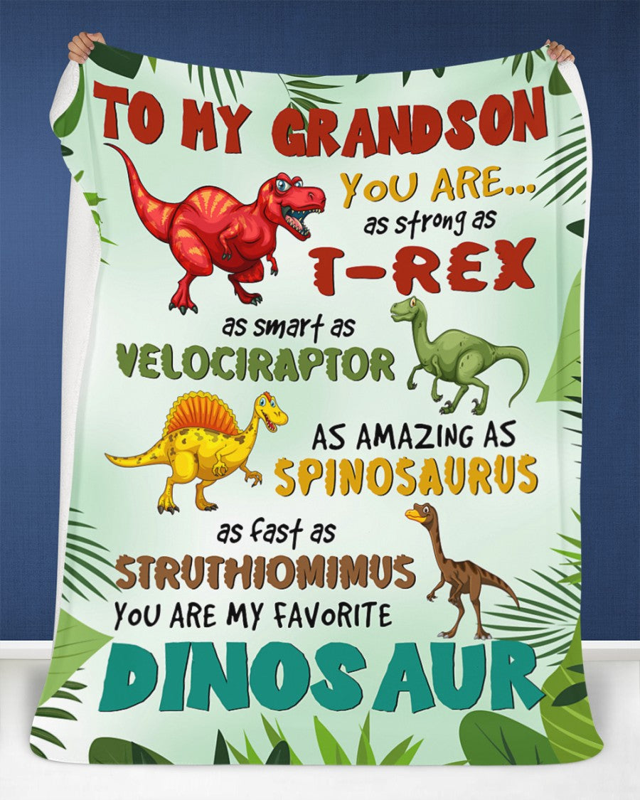 Cute Dinosaur You Are As Strong As T-Rex Custom Blanket Gift For Grandson
