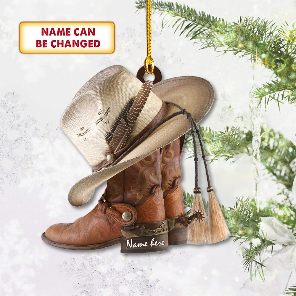 Cowboy Boots And Hat Personalized Ornament Gift For Cowgirl Horse Lovers Gift For Chrismas