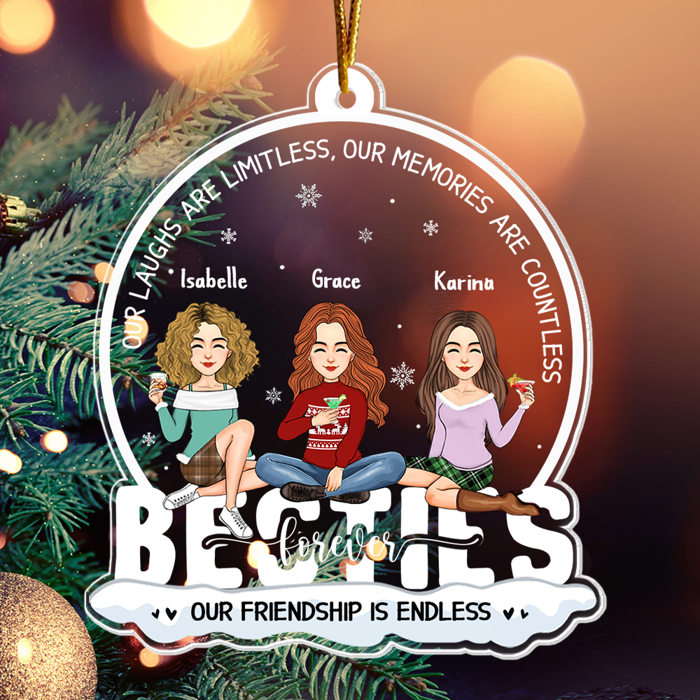 Our Friendship Is Endless - Personalized Custom Acrylic Ornament For Besties Na02