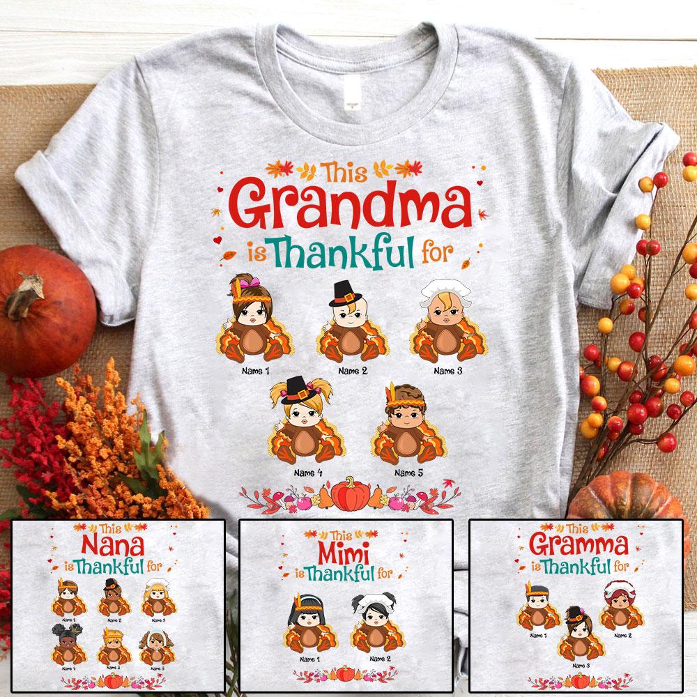 Thankful Little Turkeys Thanksgiving Custom Shirt Gift For Grandma