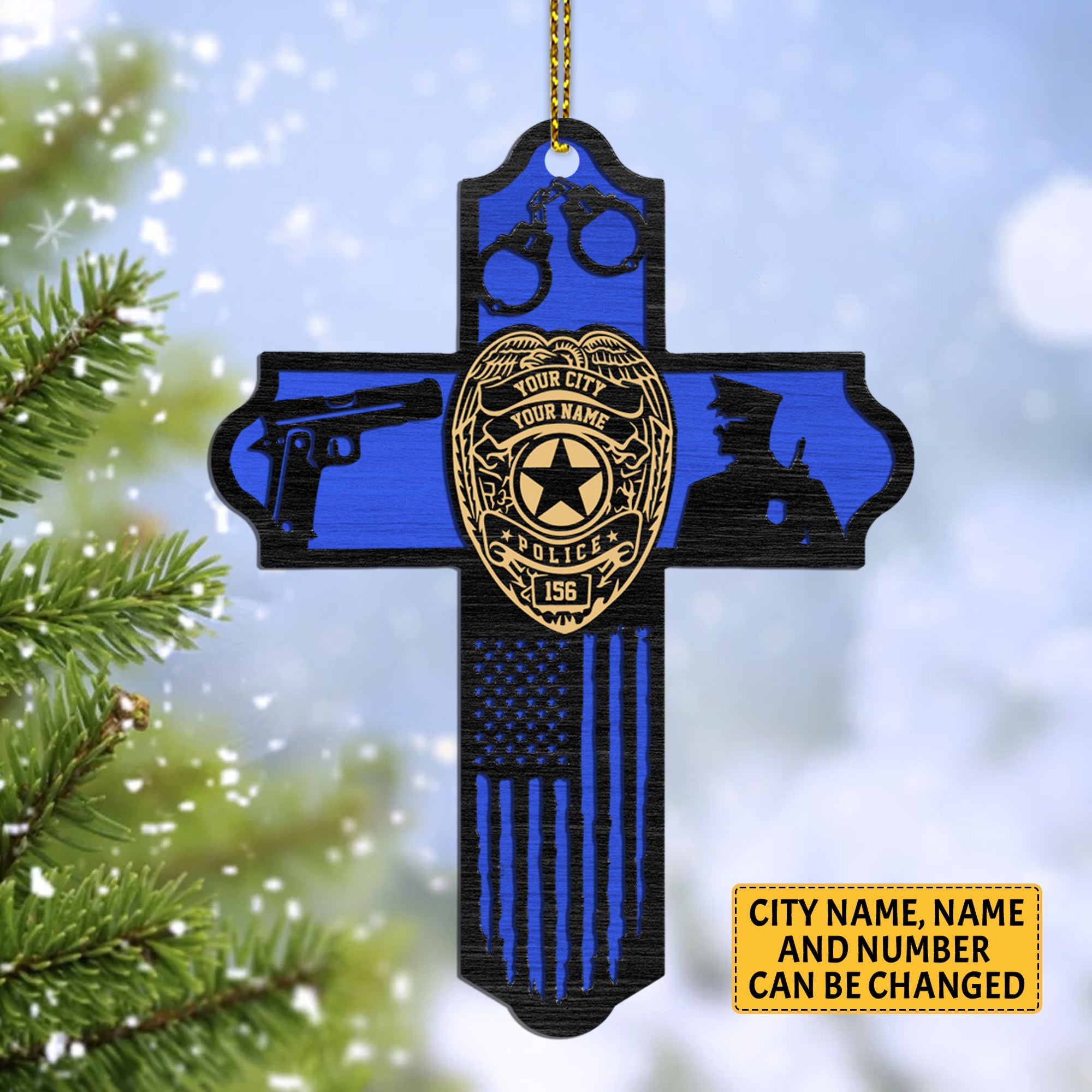 Personalized Ornament Gifts For Police - Custom Ornaments Gift For Policeman - Police Cross Custom Fireman's Name Number H2511