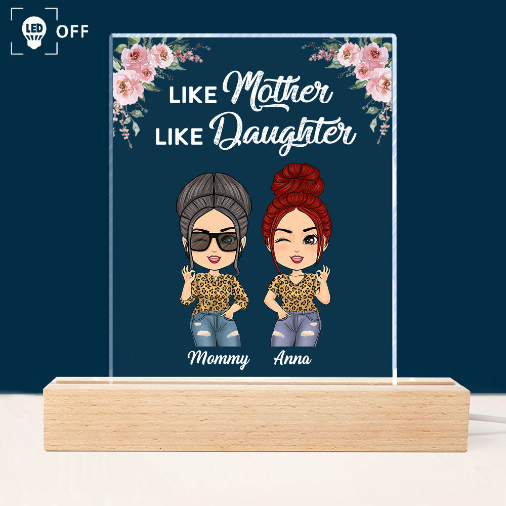 Like Mother Like Daughters Doll Mom And Daughters Sitting Mother's Day Gift For Mom Personalized Rectangle Acrylic Plaque LED Lamp Night Light