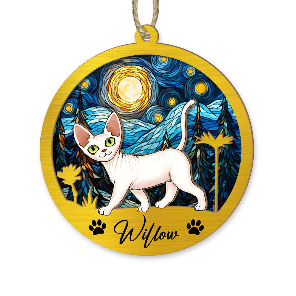 Cat Suncatcher Personalized Ornament, Pet Christmas Ornament, Cat Ornament