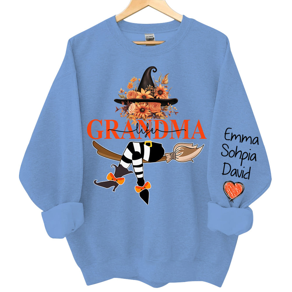Grandma Life Halloween Autumn Personalized Sweatshirt