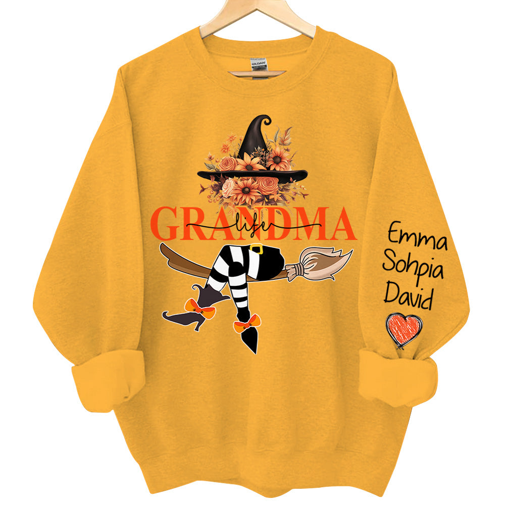 Grandma Life Halloween Autumn Personalized Sweatshirt