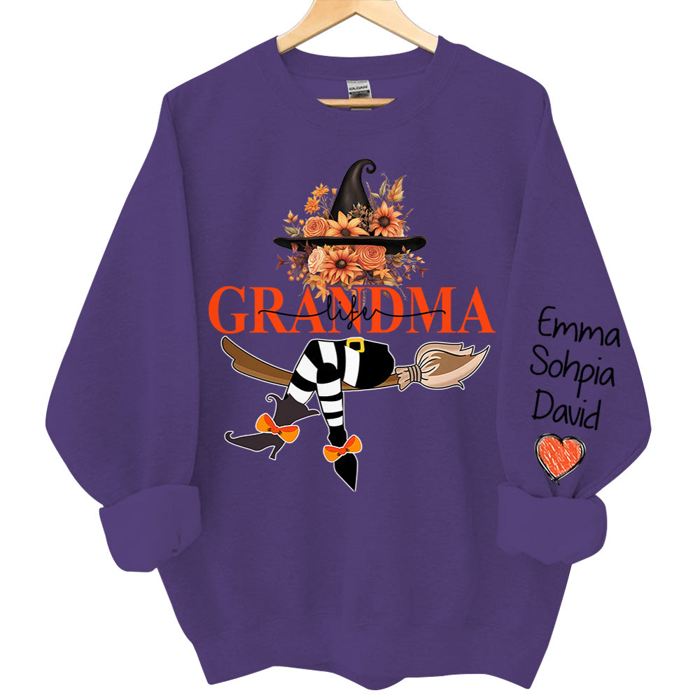 Grandma Life Halloween Autumn Personalized Sweatshirt