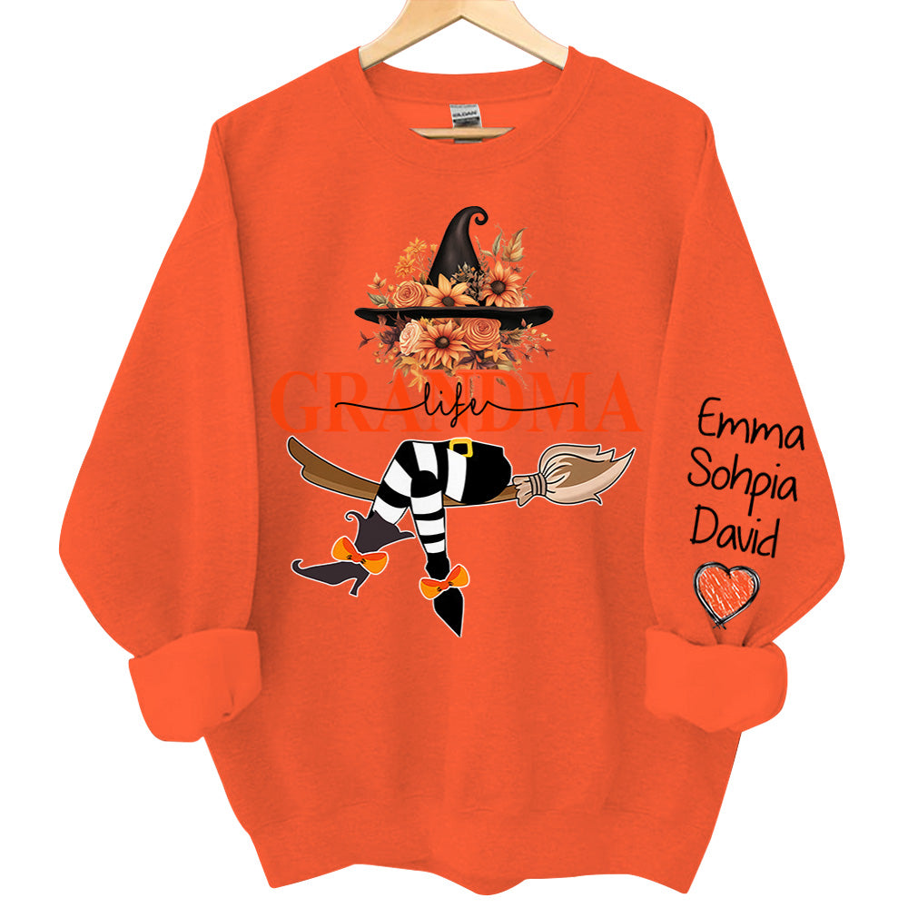 Grandma Life Halloween Autumn Personalized Sweatshirt