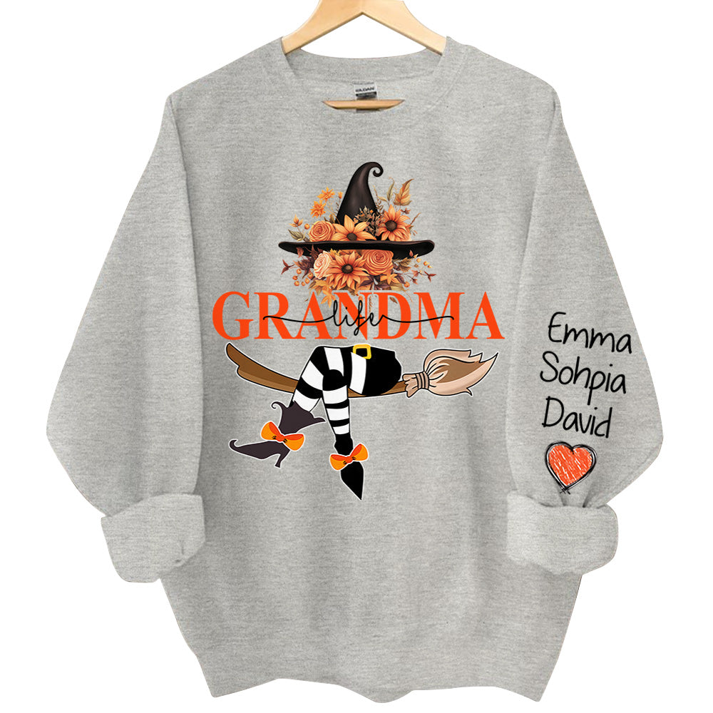 Grandma Life Halloween Autumn Personalized Sweatshirt