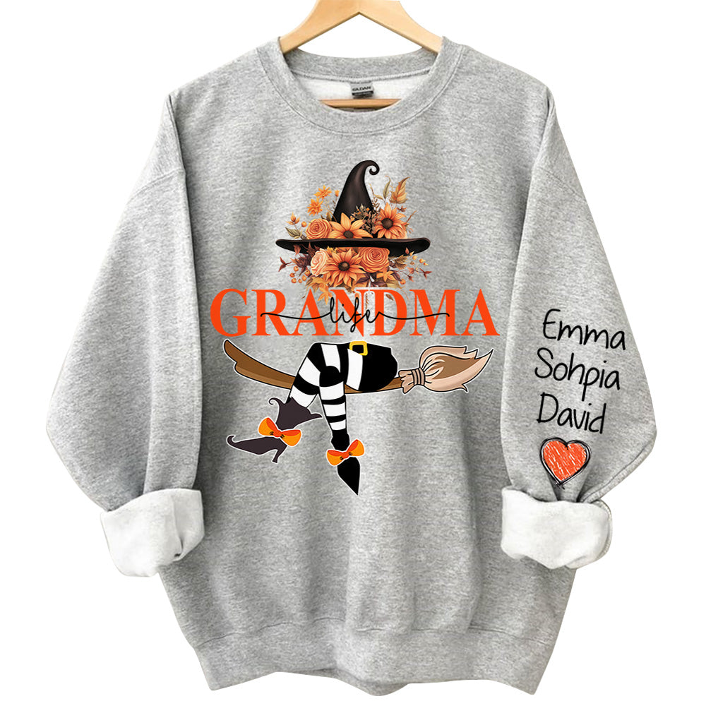 Grandma Life Halloween Autumn Personalized Sweatshirt