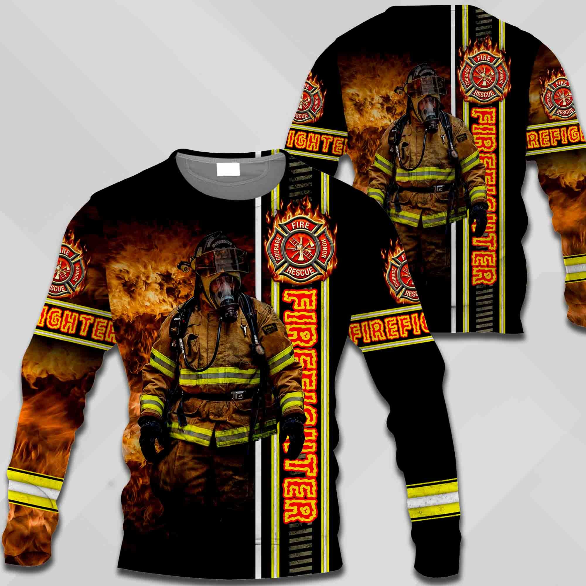 Custom Shirts Gift For Firefighter - Personalized Gifts For Fireman - Firefighter All Over Print Shirts